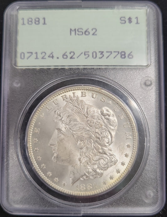 1881 Morgan Silver Dollar PCGS MS62