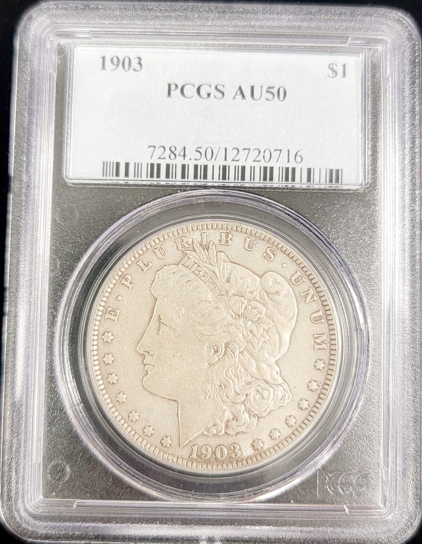1903, Morgan Silver Dollar $1, Philadelphia, PCGS, AU50