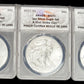 3pc Silver Eagle set, 2017, 1oz Standing liberty, (W)-(S)-(P), ANACS-MS70