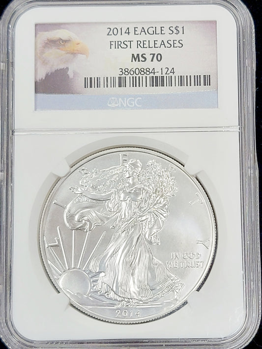 2014 Silver Eagle, Standing liberty, First Releases MS 70 NGC, Certified, Uncirculated
