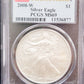 2008-W American Silver Eagle Dollar $1, 1oz, PCGS, MS69, Standing liberty, First Strike