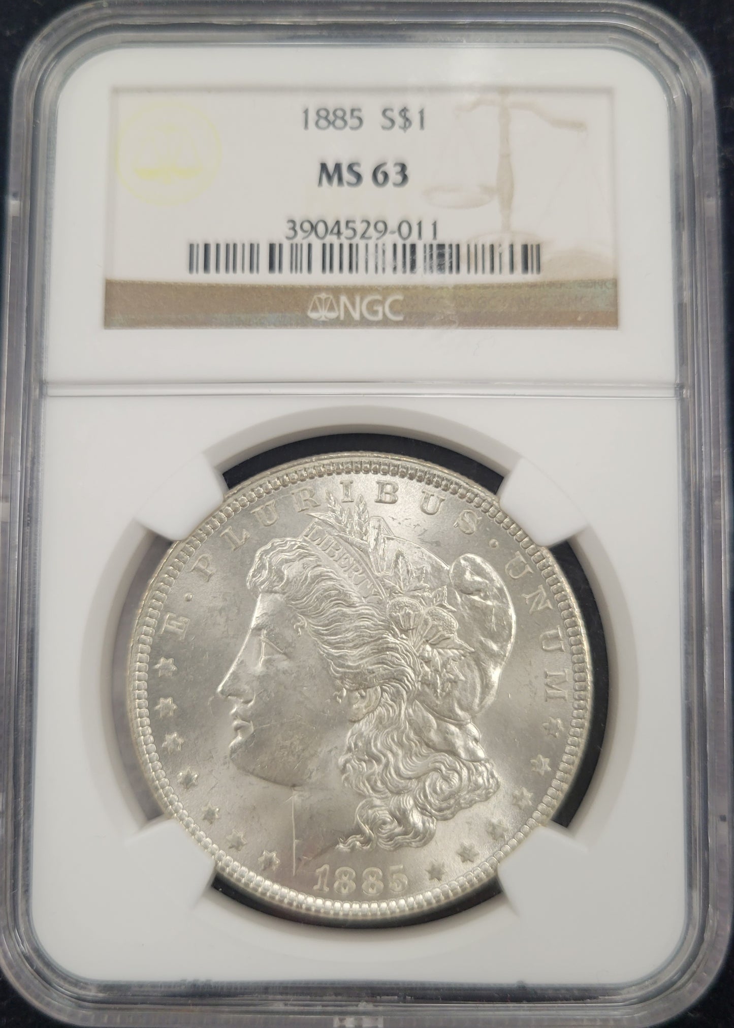 1885 Morgan Silver Dollar NGC MS63 $1