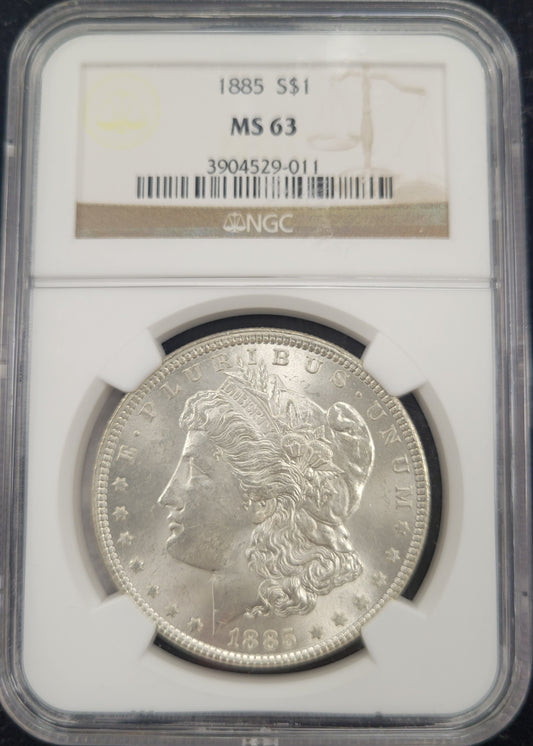 1885 Morgan Silver Dollar NGC MS63 $1