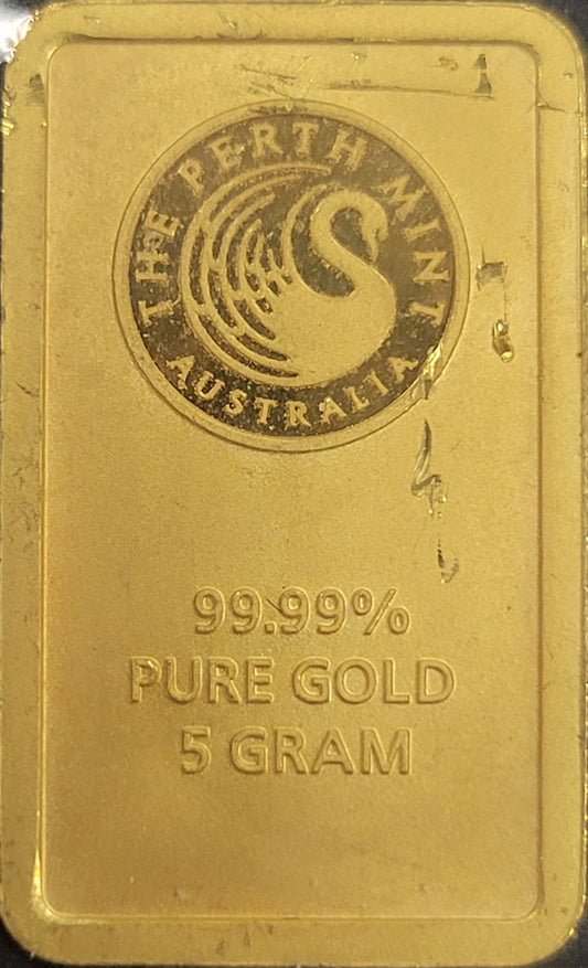 The Perth Mint Australia 99.99% Pure Gold 5 Gram Bar