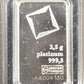 2.5 Gram Valcambi Suisse 999.5 Platinum (W/ Assayer Mark)