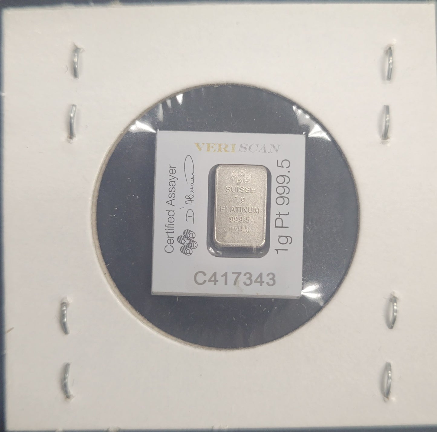 1 Gram Pamp Suisse Lady Fortuna Platinum Bullion Bar In Assay Card w/Serial No!