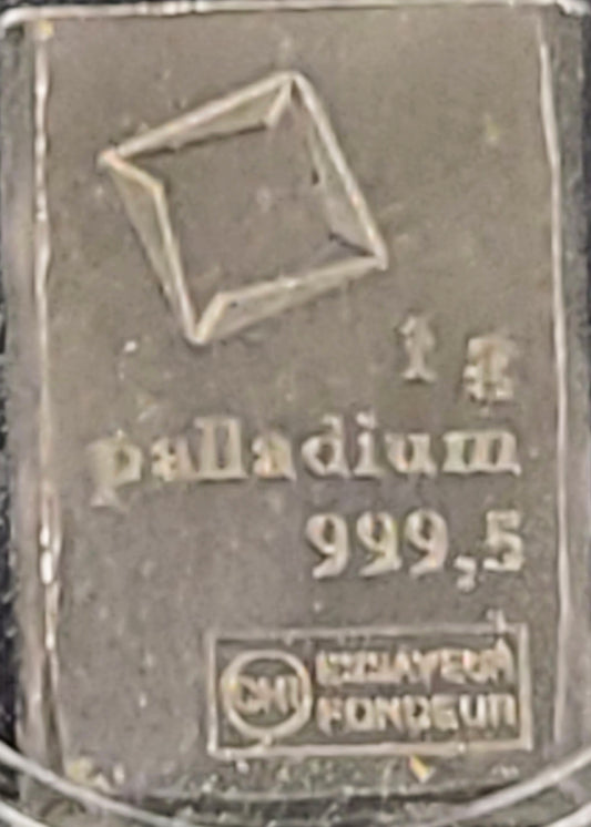 1 Gram 999.5 Palladium Valcambi Suisse Bar