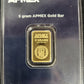5 Gram APMEX Gold Bar sealed and certified case