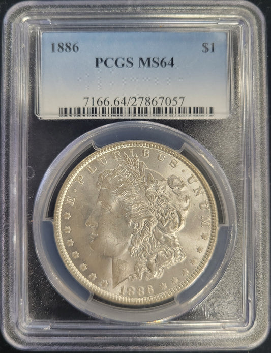 1886 Morgan Silver Dollar $1 PCGS certified MS64