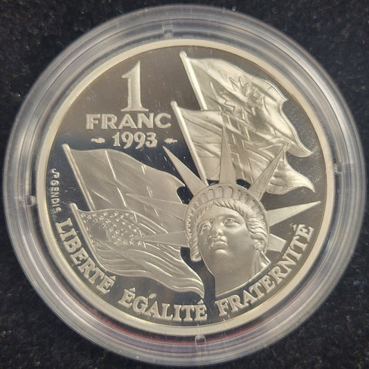 1993 1 Franc 900% Silver D-Day Memorial Bullion