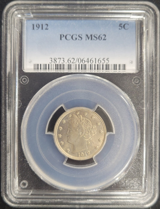 1912 Barber Nickel 5c PCGS certified MS62