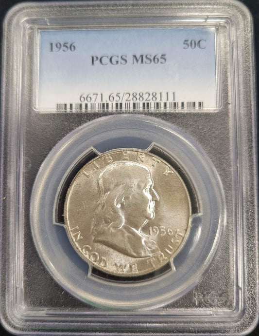 1956 Franklin Silver Half Dollar PCGS MS65 .50c