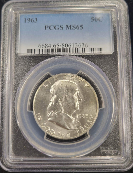 1963 Franklin Silver Half Dollar PCGS MS65 .50c