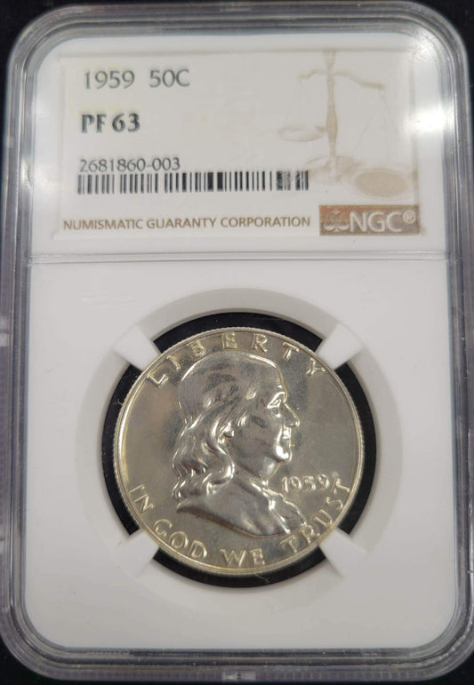 1959 Franklin Silver Half Dollar NGC PF63 $0.50