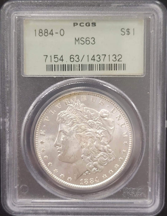 1884-O Morgan Silver Dollar PCGS MS63 certified $1