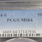 1954-S Franklin Silver Half Dollar PCGS MS64 .50c