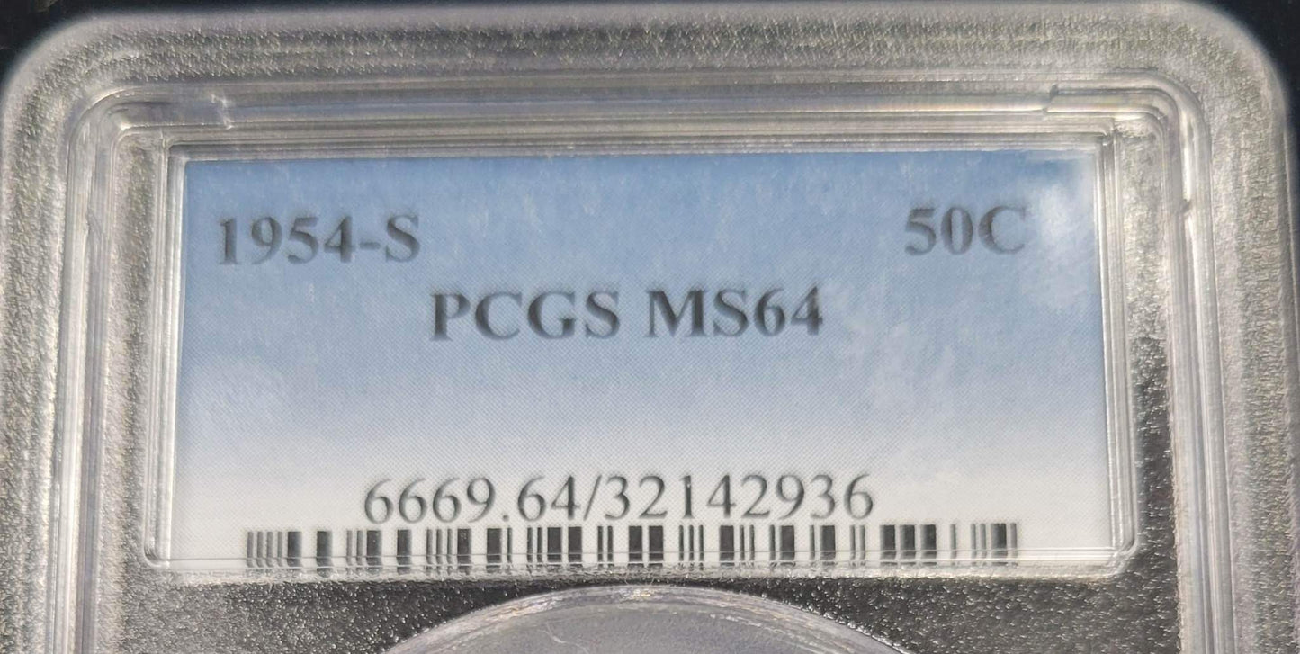 1954-S Franklin Silver Half Dollar PCGS MS64 .50c
