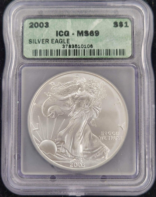 2003 Standing Liberty Silver eagle ICG MS69 $1