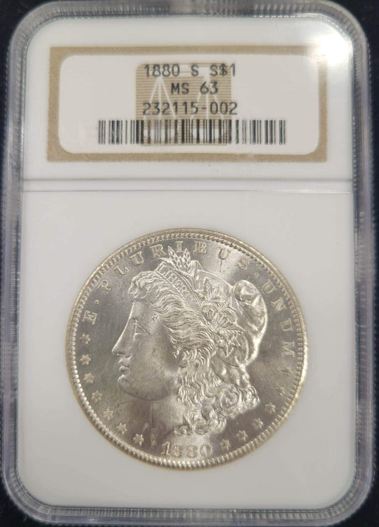 1880-S Morgan Silver Dollar ANA certified MS-63 $1