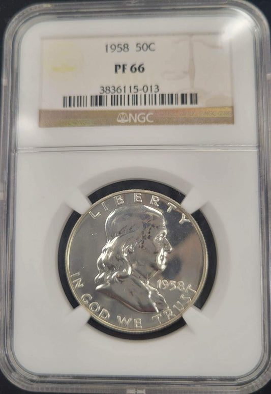 1958 Franklin Silver Half Dollar NGC PF66 .50c