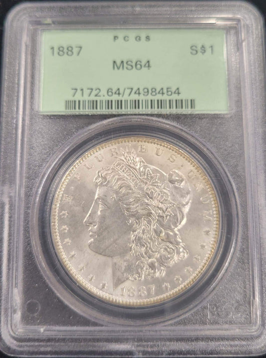 1887 Morgan Silver Dollar PCGS MS64 $1