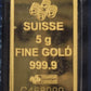 5 Gram Gold PAMP Bar (W/Assay)