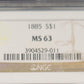 1886 Morgan Silver Dollar NGC MS63 $1