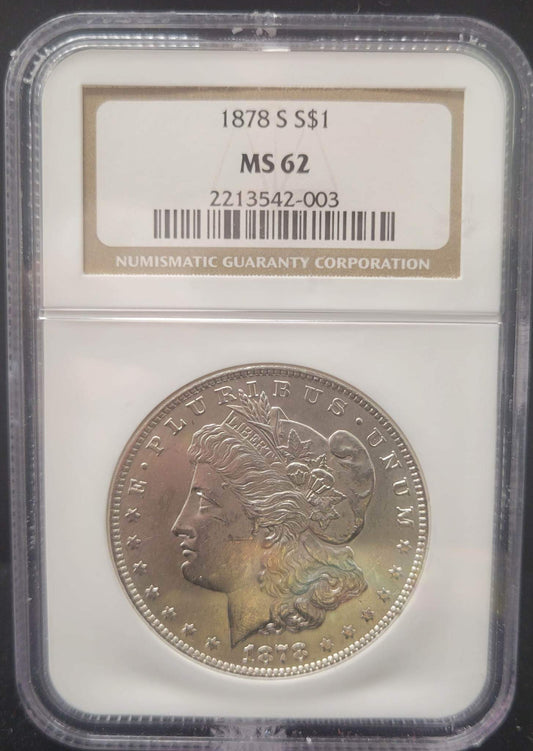 1878-S Morgan Silver Dollar NGC MS62 certified $1