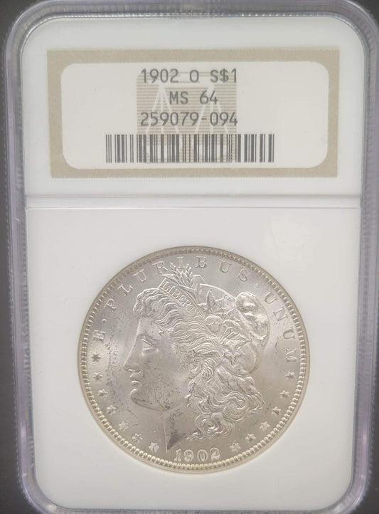 1902-O Morgan Silver Dollar NGC MS64 certified $1
