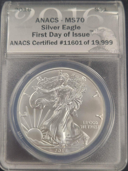 2016 American Silver Eagle Standing Liberty ANACS certified MS70 $1