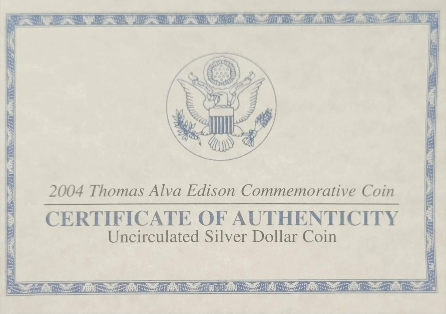2004 Thomas Edison Commemorative Coin Uncirculated Silver Dollar $1