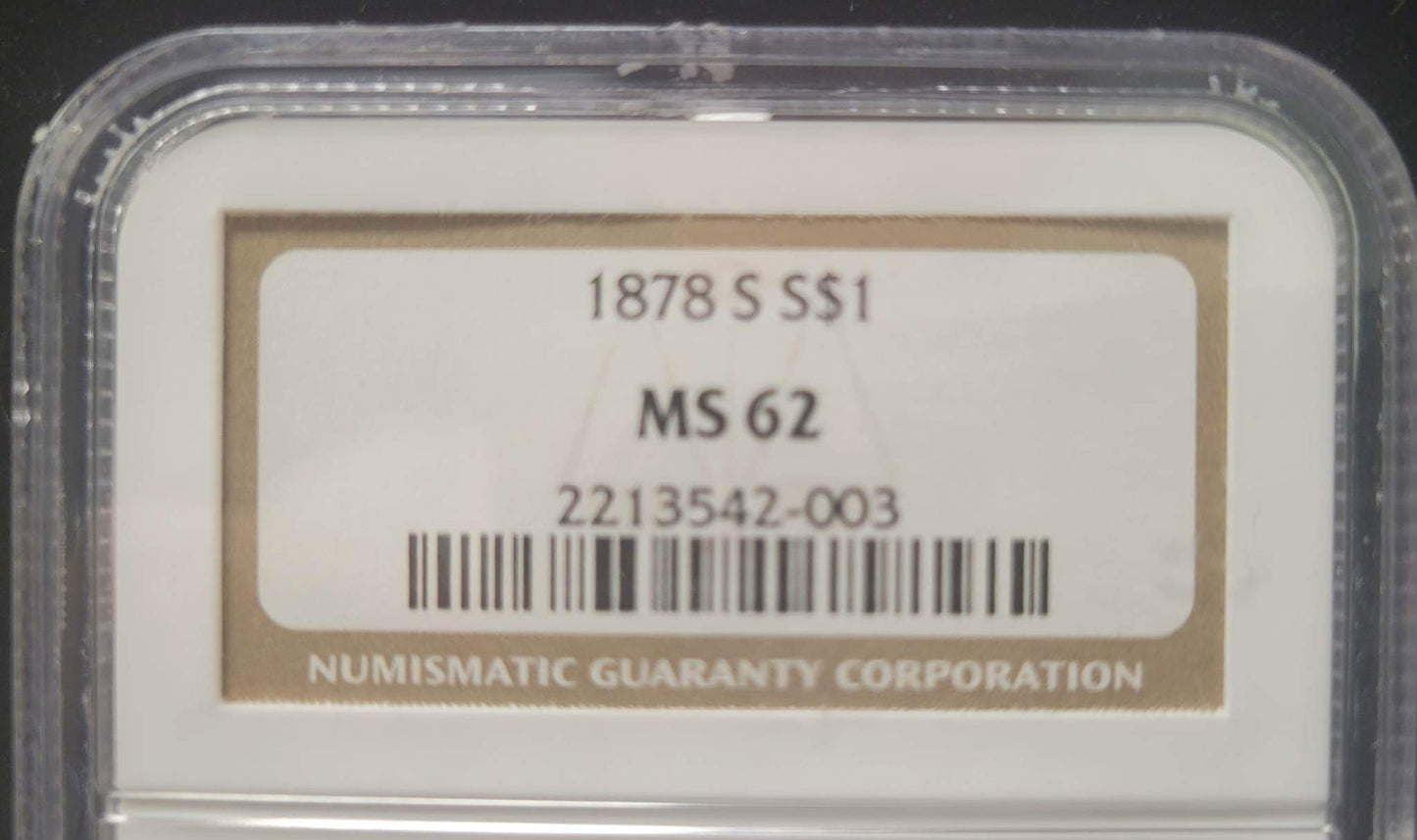 1878-S Morgan Silver Dollar NGC MS62 certified $1