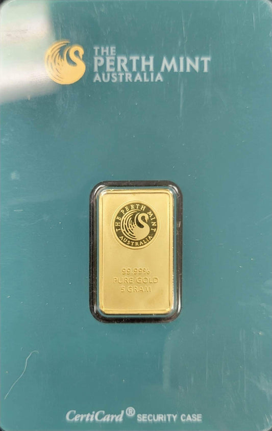 5 Gram Gold Perth Mint Australia Bar (W/Assay)