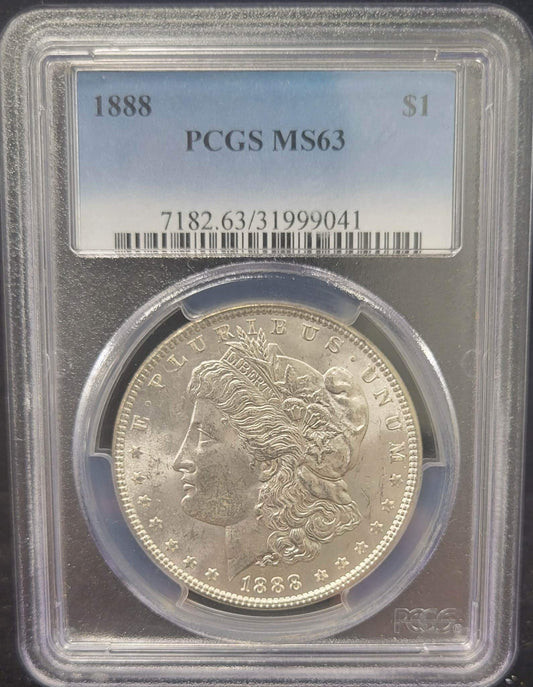 1888 Morgan Silver Dollar PCGS MS63 certified $1