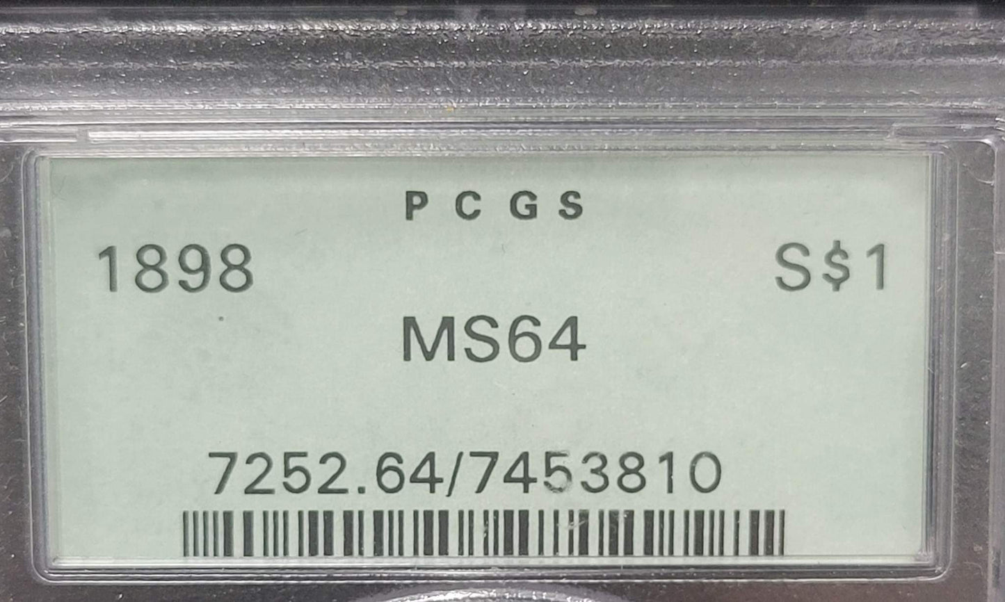 1898 Morgan Silver Dollar PCGS MS64 certified $1