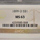 1899-O Morgan Silver Dollar NGC certified MS63 $1
