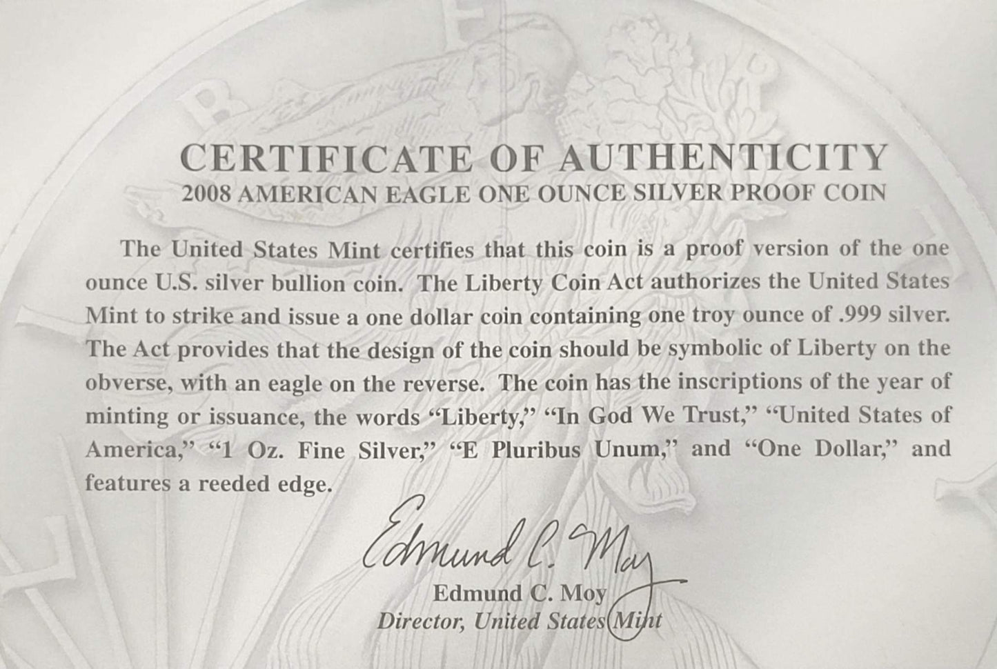 2008-W American Eagle One Ounce Silver Proof Coin