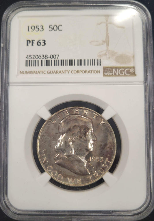 1953 Franklin Silver Half Dollar NGC PF63 .50c