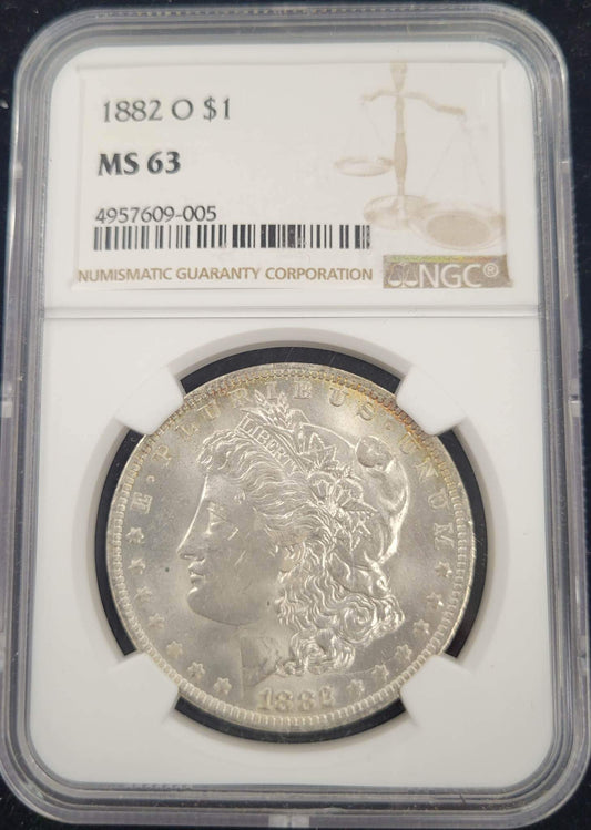 1882-O Morgan Silver Dollar NGC certified MS63 $1