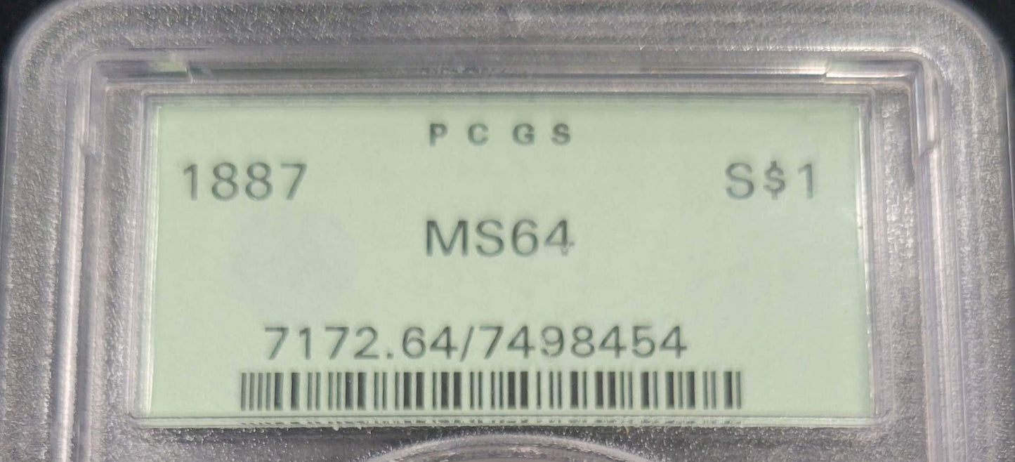 1887 Morgan Silver Dollar PCGS MS64 $1