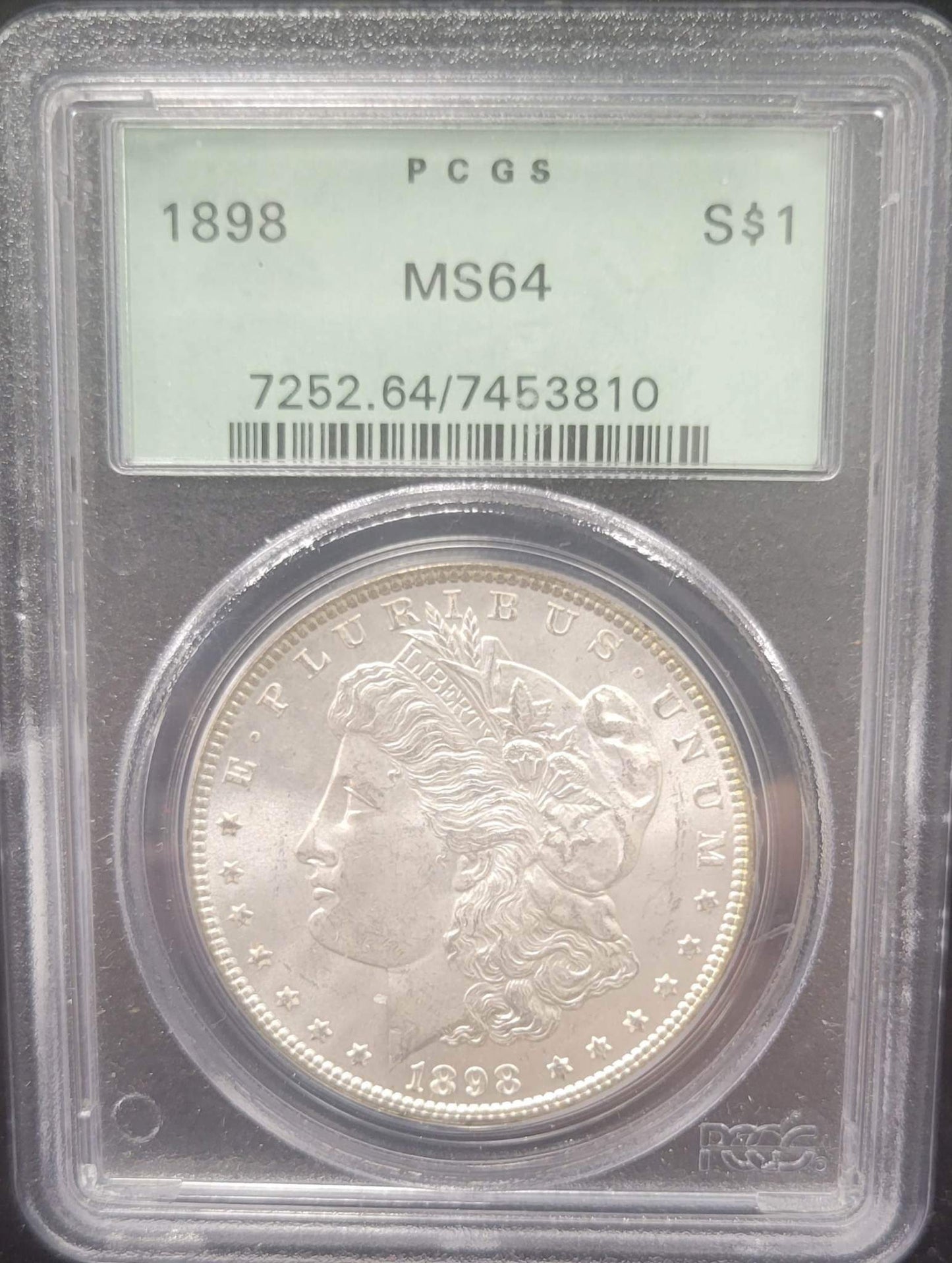 1898 Morgan Silver Dollar PCGS MS64 certified $1