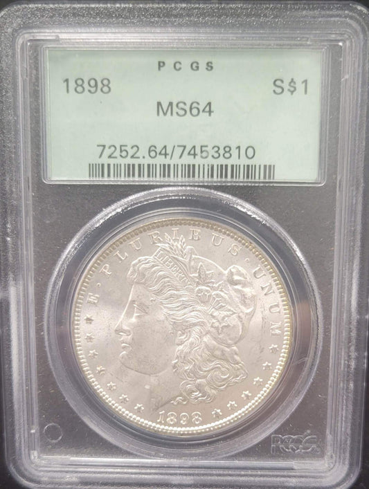 1898 Morgan Silver Dollar PCGS MS64 certified $1