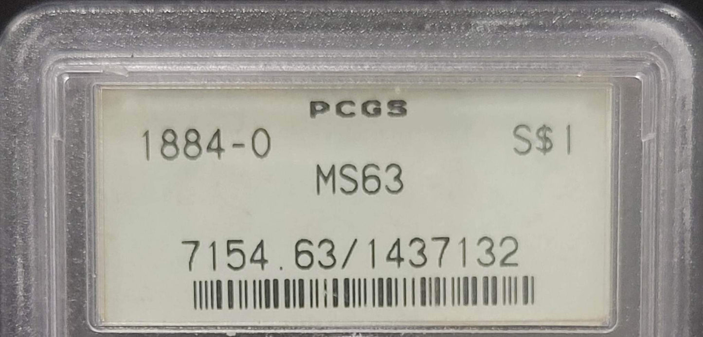 1884-O Morgan Silver Dollar PCGS MS63 certified $1