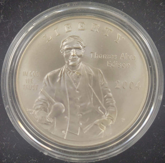 2004 Thomas Edison Commemorative Coin Uncirculated Silver Dollar $1