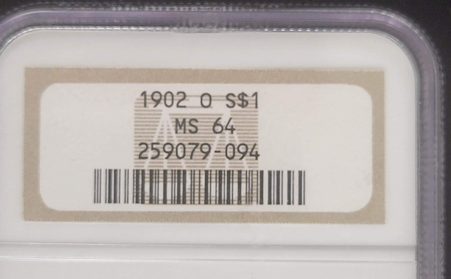 1902-O Morgan Silver Dollar NGC MS64 certified $1