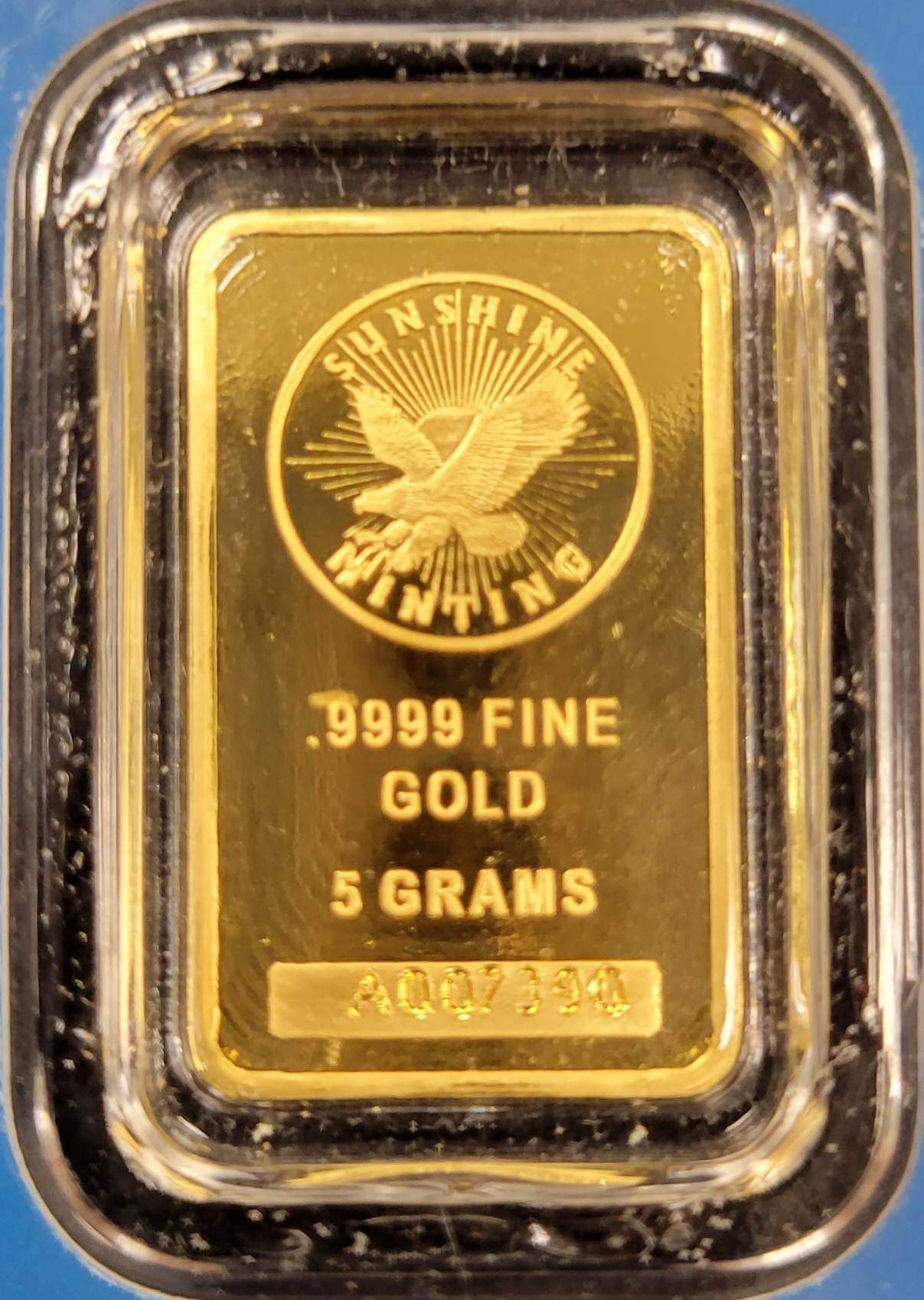5 Gram Gold Sunshine Minting Bar (Certified by Sunshine Minting Inc)