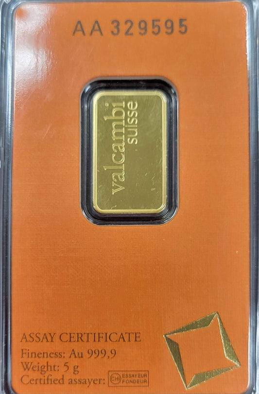 5 Gram Gold Valcambi Bar (W/Assay)